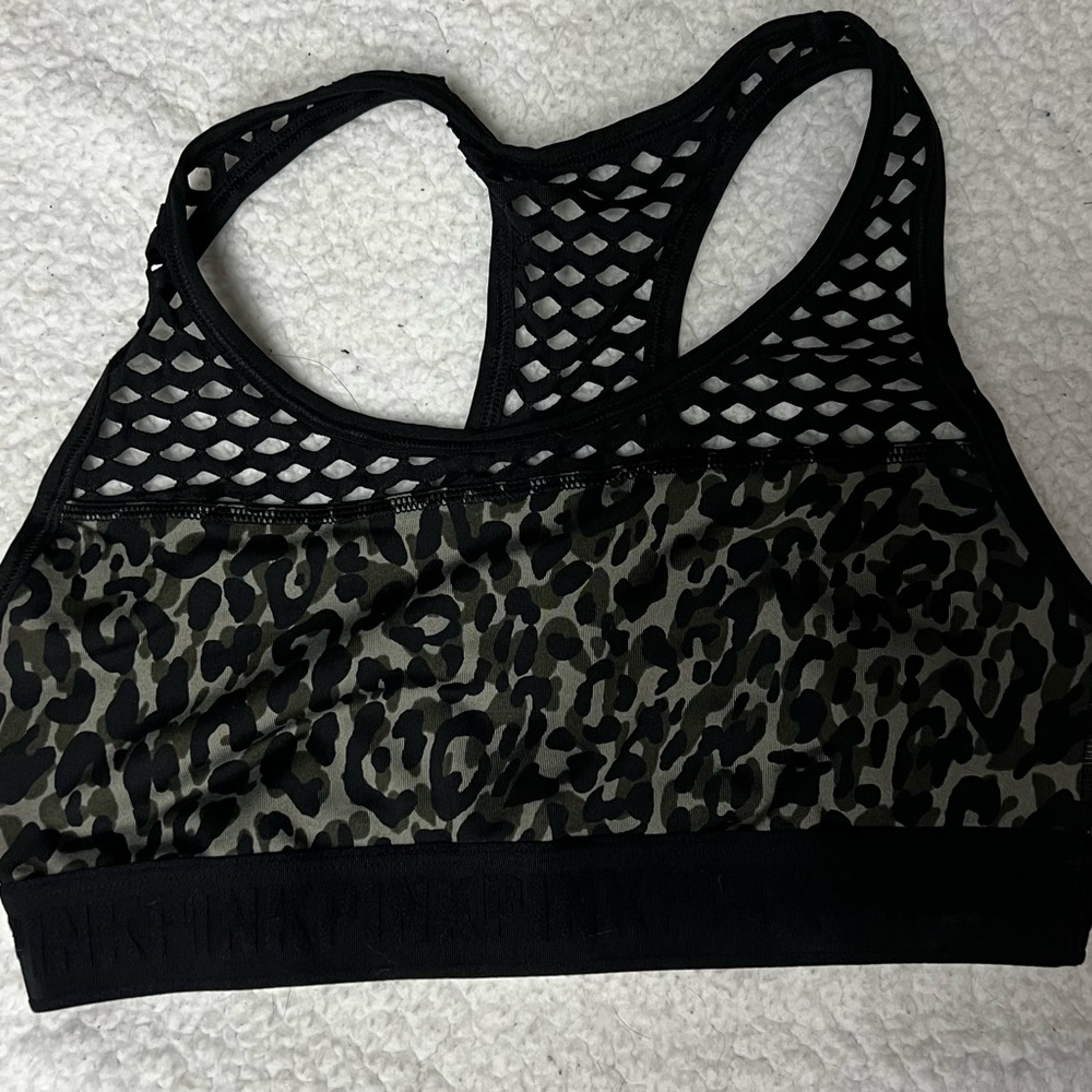 Green cheetah print sport bra from PINK